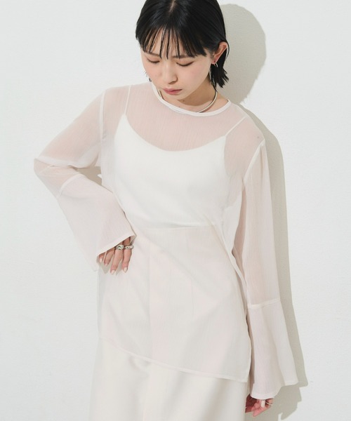 Aunt Marie's（アントマリーズ）の「シアークルーネックトップス（シャツ/ブラウス・レディース・ブルー/チャコールグレー/アイボリー・FREE）」の11枚目の写真