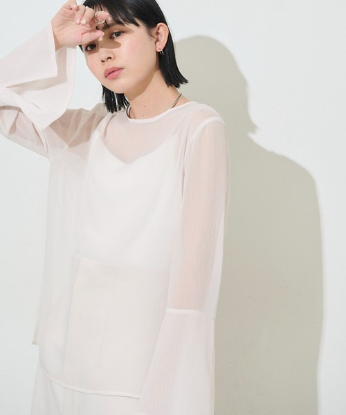 Aunt Marie's（アントマリーズ）の「シアークルーネックトップス（シャツ/ブラウス・レディース・ブルー/チャコールグレー/アイボリー・FREE）」の10枚目の写真