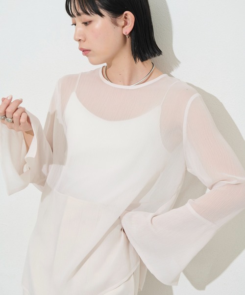 Aunt Marie's（アントマリーズ）の「シアークルーネックトップス（シャツ/ブラウス・レディース・ブルー/チャコールグレー/アイボリー・FREE）」の20枚目の写真