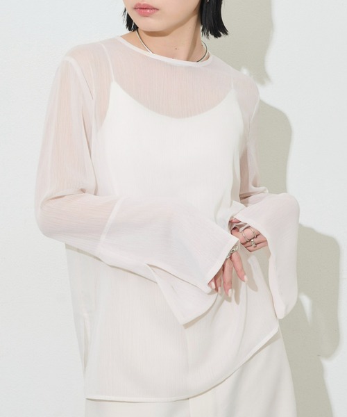 Aunt Marie's（アントマリーズ）の「シアークルーネックトップス（シャツ/ブラウス・レディース・ブルー/チャコールグレー/アイボリー・FREE）」の19枚目の写真