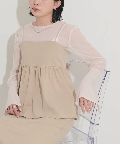Aunt Marie's（アントマリーズ）の「シアークルーネックトップス（シャツ/ブラウス・レディース・ブルー/チャコールグレー/アイボリー・FREE）」の15枚目の写真
