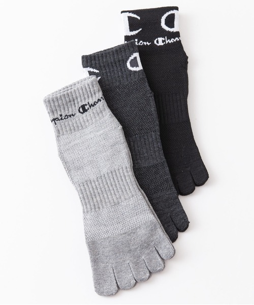 Champion(チャンピオン)の「【CHAMPION/チャンピオン】5本指 抗菌防臭機能 クォーター 3P ソックス 靴下 3足組 リサイクルコットン使用(ソックス/靴下・メンズ・ブラック/チャコールグレー/グレー・MEDIUM)」の2枚目の写真