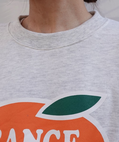 CORNERS（コーナーズ）の「ORANGEGROVEプリントオーパーサイズスウェット（スウェット・レディース・ネイビー/ピンク/ターコイズブルー/グリーン/オートミール・FREE）」の7枚目の写真