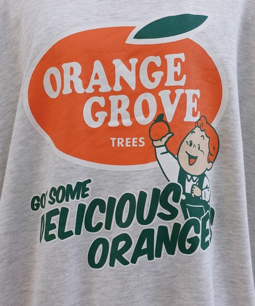 CORNERS（コーナーズ）の「ORANGEGROVEプリントオーパーサイズスウェット（スウェット・レディース・ネイビー/ピンク/ターコイズブルー/グリーン/オートミール・FREE）」の15枚目の写真
