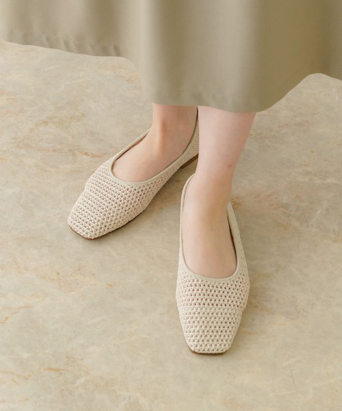 RODE SKO(ロデスコ)の「『MADE IN JAPAN』スクエアメッシュフラットシューズ(バレエシューズ・レディース・アイボリー/ブラウン/ベージュ・36/37/38)」の5枚目の写真