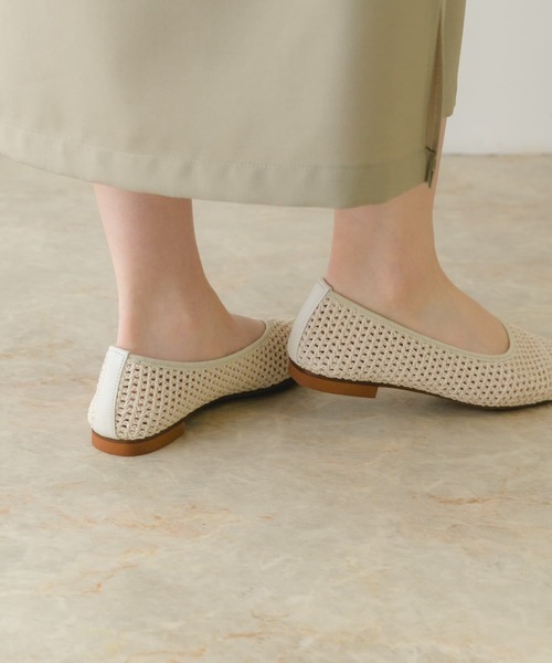 RODE SKO(ロデスコ)の「『MADE IN JAPAN』スクエアメッシュフラットシューズ(バレエシューズ・レディース・アイボリー/ブラウン/ベージュ・36/37/38)」の7枚目の写真