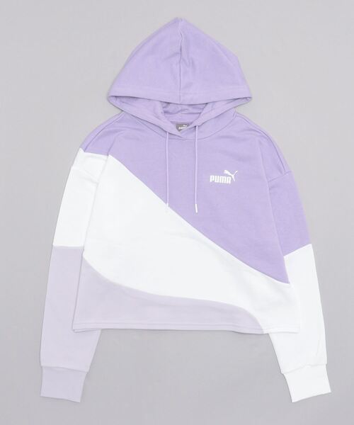 PUMA(プーマ)の「プーマ PUMA フーディースウェット_リラック クロップ丈 フーディー(パーカー・レディース・ライラック/ブラック・S/M/L)」の2枚目の写真