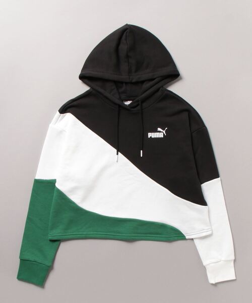 PUMA(プーマ)の「プーマ PUMA フーディースウェット_リラック クロップ丈 フーディー(パーカー・レディース・ライラック/ブラック・S/M/L)」の1枚目の写真