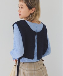 サイドリボンニットカラー