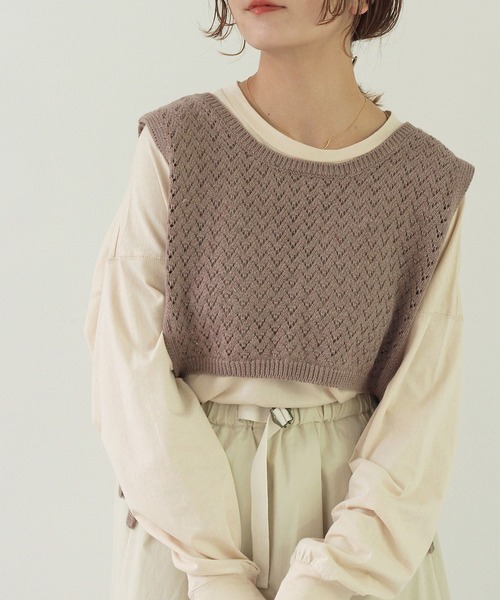 Crisp(クリスプ)の「サイドリボンニットカラー(ニット/セーター・レディース・ネイビー/ブラウン/アイボリー・FREE)」の3枚目の写真