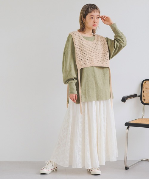 Crisp(クリスプ)の「サイドリボンニットカラー(ニット/セーター・レディース・ネイビー/ブラウン/アイボリー・FREE)」の8枚目の写真