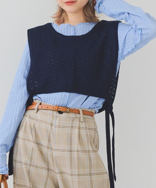 Crisp(クリスプ)の「サイドリボンニットカラー(ニット/セーター・レディース・ネイビー/ブラウン/アイボリー・FREE)」の18枚目の写真