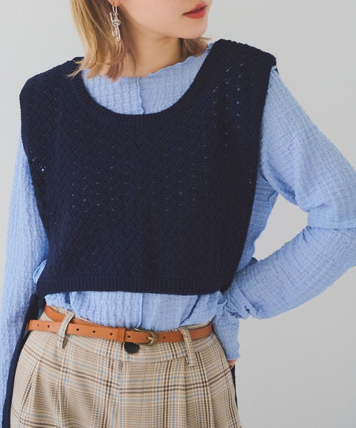 Crisp(クリスプ)の「サイドリボンニットカラー(ニット/セーター・レディース・ネイビー/ブラウン/アイボリー・FREE)」の19枚目の写真