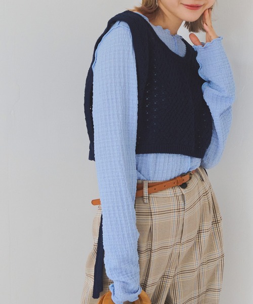 Crisp(クリスプ)の「サイドリボンニットカラー(ニット/セーター・レディース・ネイビー/ブラウン/アイボリー・FREE)」の20枚目の写真