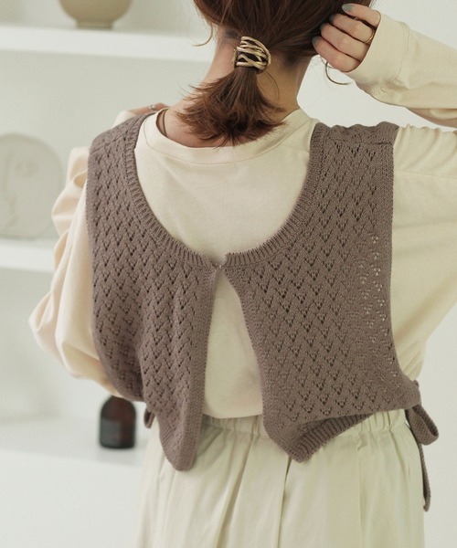 Crisp(クリスプ)の「サイドリボンニットカラー(ニット/セーター・レディース・ネイビー/ブラウン/アイボリー・FREE)」の16枚目の写真