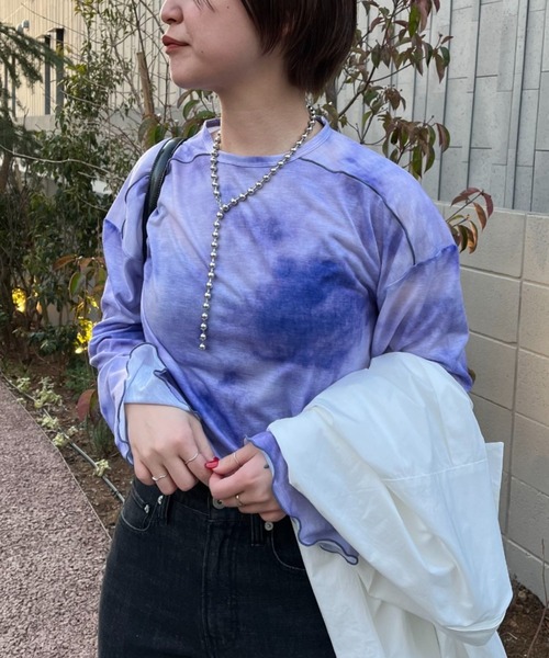 CIAOPANIC（チャオパニック）の「タイダイ柄天竺トップス（Tシャツ/カットソー・レディース・ブラウン/ブルー/パープル・FREE）」の22枚目の写真