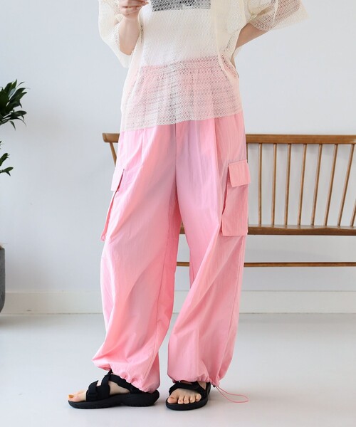 Ray BEAMS ワイド カーゴ パンツ Ray BEAMS（レイ ビームス）ストラップ カーゴ ワイド パンツ
