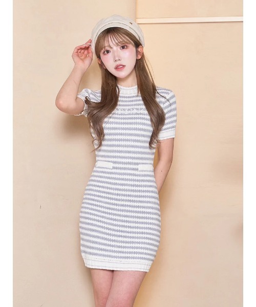 （期間限定セール）Christian Diorボーダー ミニワンピース Darich（ダーリッチ）の「ボーダーニットミニワンピース（ワンピース