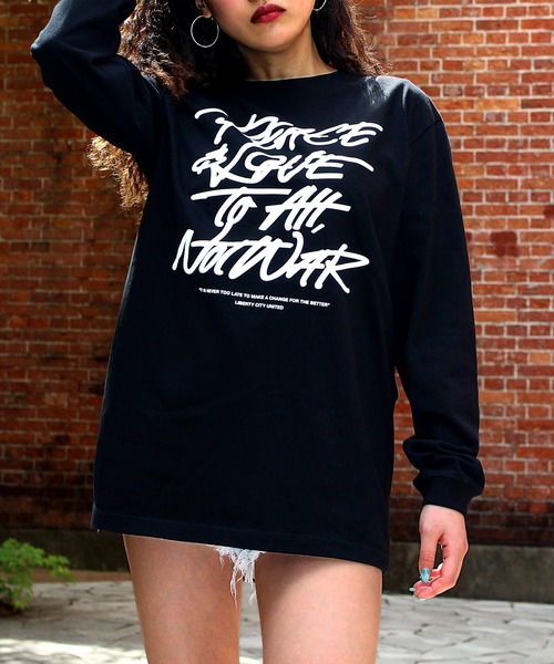 LIBERTY CITY（リバティシティ）の「【LIBERTY CITY/リバティーシティ】 [PEACE&LOVE] ロンT（Tシャツ/カットソー・メンズ・ホワイト/ブラック・4/2/3）」の2枚目の写真