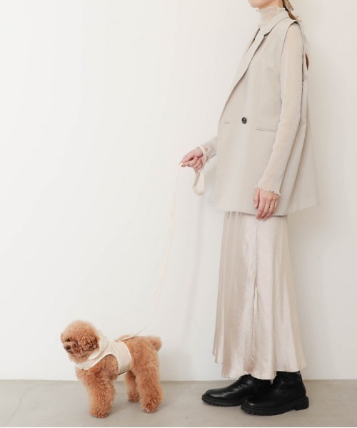 moncheri(モンシェリ)の「フード付きボーダーハーネス+リードSET(リード/ハーネス/首輪・レディース・モカ/ベージュ・M/S/L)」の12枚目の写真