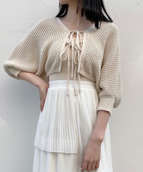one way（ワンウェイ）の「メッシュボレロキャミ（カーディガン/ボレロ・レディース・ライトブルー/ブラック/ホワイト/ライトピンク/ベージュ・FREE）」の4枚目の写真