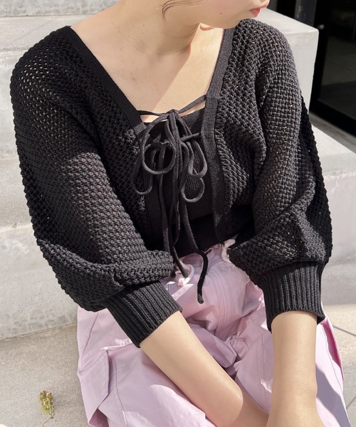 one way（ワンウェイ）の「メッシュボレロキャミ（カーディガン/ボレロ・レディース・ライトブルー/ブラック/ホワイト/ライトピンク/ベージュ・FREE）」の3枚目の写真