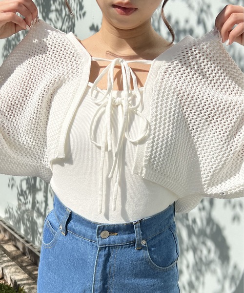 one way（ワンウェイ）の「メッシュボレロキャミ（カーディガン/ボレロ・レディース・ライトブルー/ブラック/ホワイト/ライトピンク/ベージュ・FREE）」の6枚目の写真