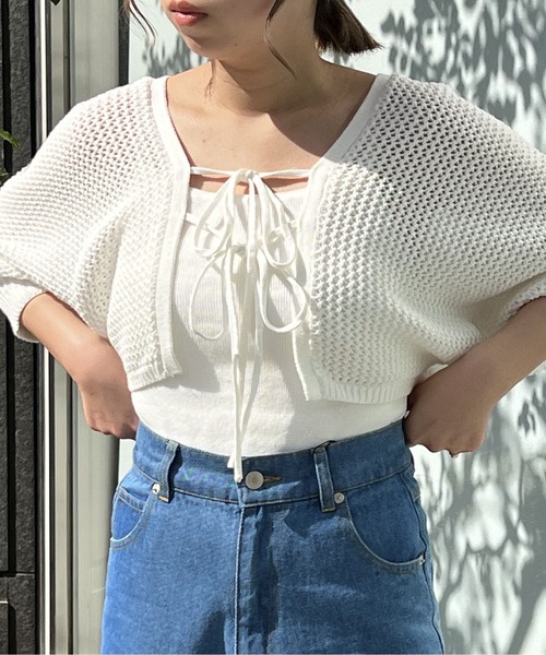 one way（ワンウェイ）の「メッシュボレロキャミ（カーディガン/ボレロ・レディース・ライトブルー/ブラック/ホワイト/ライトピンク/ベージュ・FREE）」の7枚目の写真