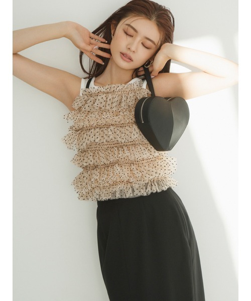 LILY BROWN（リリーブラウン）の「2wayロゴタンクトップス（タンクトップ・レディース・ホワイト/ブラック/ブルー・FREE）」の5枚目の写真