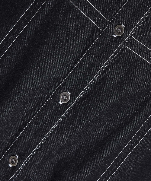 A de a.v.v（アードアー・ヴェ・ヴェ）の「襟リボン付き肩ラッフルマーメイドデニムワンピース（ワンピース・レディース・チャコールグレー/ブルー・36/38）」の6枚目の写真