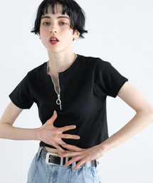 PAGEBOY | ハーフZIPリブショート(Tシャツ/カットソー)