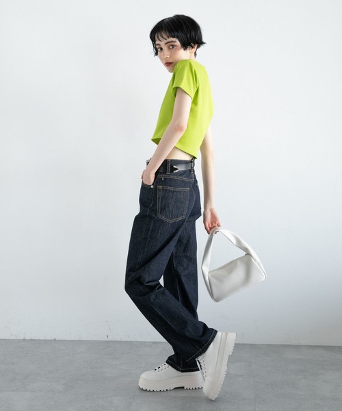 PAGEBOY（ページボーイ）の「ハーフZIPリブショート（Tシャツ/カットソー・レディース・ブラック/ホワイト/イエロー/グリーン・FREE）」の10枚目の写真