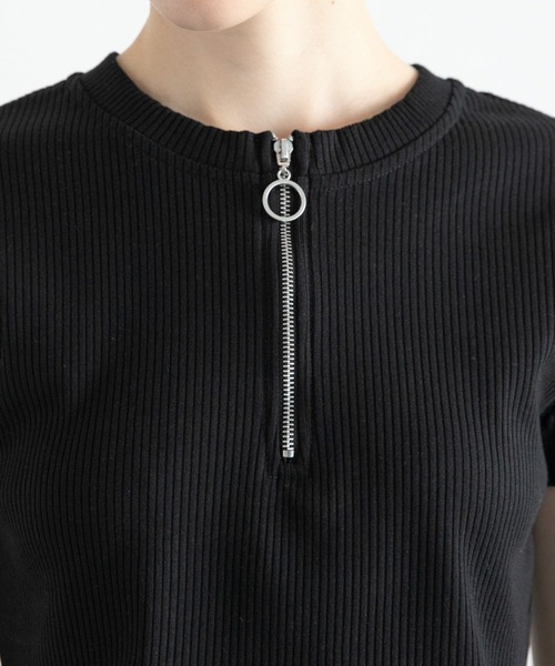 PAGEBOY（ページボーイ）の「ハーフZIPリブショート（Tシャツ/カットソー・レディース・ブラック/ホワイト/イエロー/グリーン・FREE）」の16枚目の写真