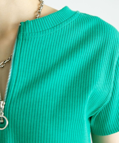 PAGEBOY（ページボーイ）の「ハーフZIPリブショート（Tシャツ/カットソー・レディース・ブラック/ホワイト/イエロー/グリーン・FREE）」の20枚目の写真