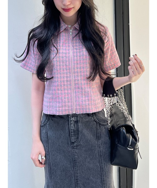 jouetie（ジュエティ）の「ZIPコンパクトシャツ（シャツ/ブラウス・レディース・イエロー/ブルー/ブラック/ピンク・MEDIUM）」の4枚目の写真