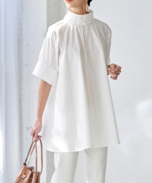 BELLUNA（ベルーナ）の「汚れが落ちやすい白！ハイネックチュニック（チュニック・レディース・ホワイト・LARGE/MEDIUM/X-LARGE）」の9枚目の写真