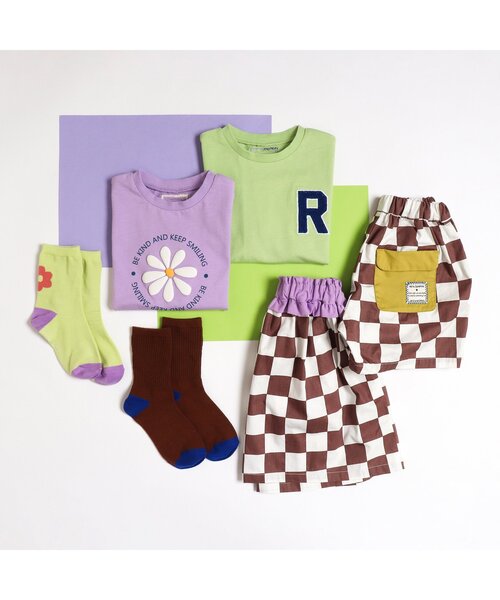 apres les cours（アプレレクール）の「フラワー・チェッカー柄ふんわりスカート（スカート・キッズ・ブラック/ブラウン・130/90/100/110/120/80）」の12枚目の写真