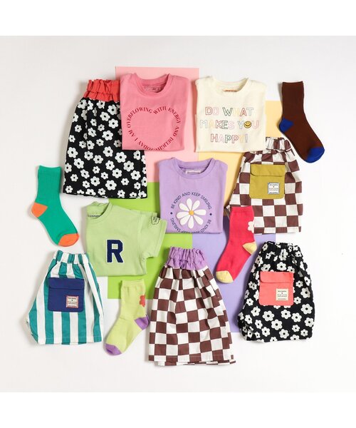 apres les cours（アプレレクール）の「フラワー・チェッカー柄ふんわりスカート（スカート・キッズ・ブラック/ブラウン・130/90/100/110/120/80）」の11枚目の写真