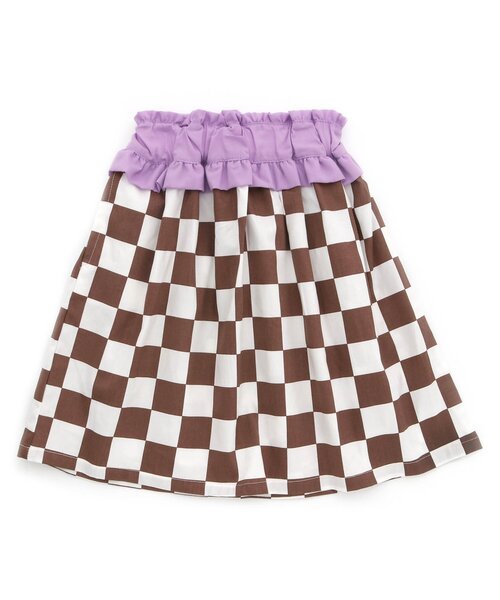 apres les cours（アプレレクール）の「フラワー・チェッカー柄ふんわりスカート（スカート・キッズ・ブラック/ブラウン・130/90/100/110/120/80）」の9枚目の写真
