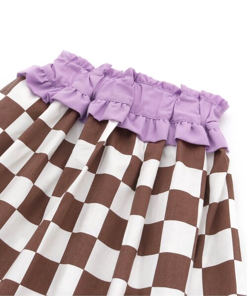 apres les cours（アプレレクール）の「フラワー・チェッカー柄ふんわりスカート（スカート・キッズ・ブラック/ブラウン・130/90/100/110/120/80）」の6枚目の写真