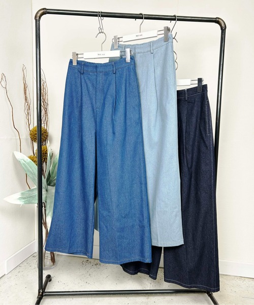 Meli rich(メリーリッチ)の「タックワイドパンツ(デニムパンツ・レディース・サックスブルー/ブルー/ネイビー・MEDIUM)」の17枚目の写真