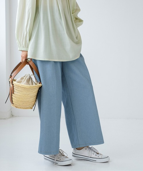 Meli rich(メリーリッチ)の「タックワイドパンツ(デニムパンツ・レディース・サックスブルー/ブルー/ネイビー・MEDIUM)」の5枚目の写真