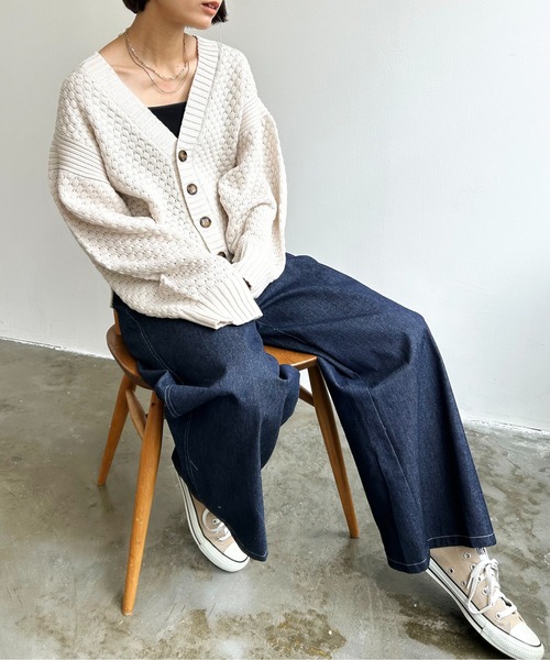 Meli rich(メリーリッチ)の「タックワイドパンツ(デニムパンツ・レディース・サックスブルー/ブルー/ネイビー・MEDIUM)」の14枚目の写真