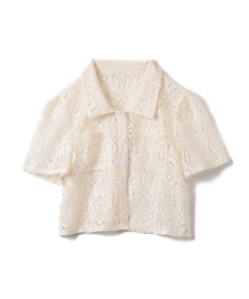 Ada.（エイダ）の「クロシェ レースショートシャツ（シャツ/ブラウス・レディース・アイボリー/ブラック/グレイッシュベージュ・FREE）」の5枚目の写真