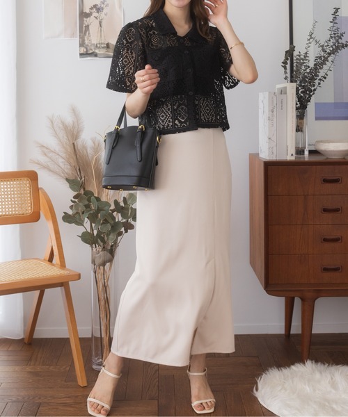 Ada.（エイダ）の「クロシェ レースショートシャツ（シャツ/ブラウス・レディース・アイボリー/ブラック/グレイッシュベージュ・FREE）」の4枚目の写真