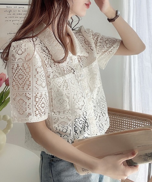 Ada.（エイダ）の「クロシェ レースショートシャツ（シャツ/ブラウス・レディース・アイボリー/ブラック/グレイッシュベージュ・FREE）」の20枚目の写真