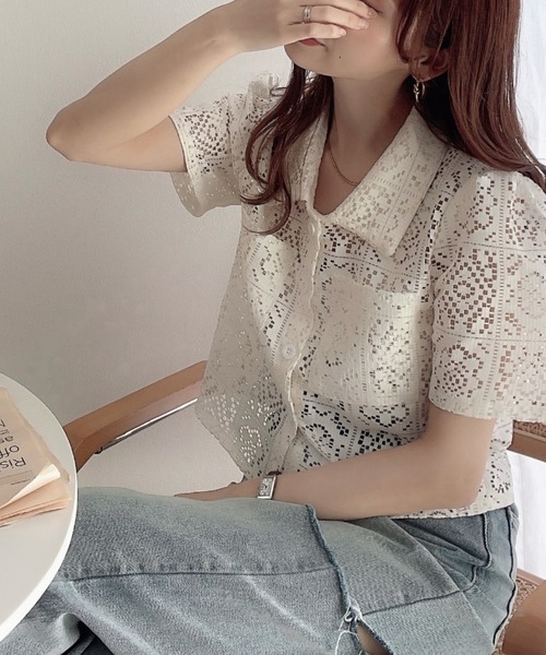 Ada.（エイダ）の「クロシェ レースショートシャツ（シャツ/ブラウス・レディース・アイボリー/ブラック/グレイッシュベージュ・FREE）」の22枚目の写真