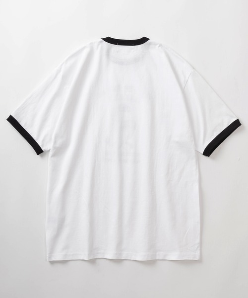 TIMELY WARNING(タイムリーワーニング)の「レトロタッチ ガールイラストプリント リンガーデザイン半袖Tシャツ/オーバーサイズ/【Selfie Freak】(Tシャツ/カットソー・レディース・ホワイト×グリーン/ホワイト×ブルー/ホワイト×ブラック・M/L/XL)」の5枚目の写真