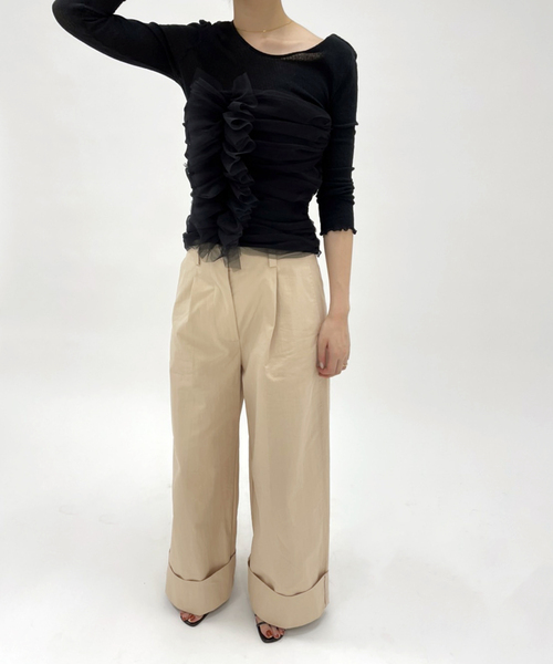 EDIT. FOR LULU（エディットフォールル）の「【BAUM UND PFERDGARTEN/バウムウンドヘルガーデン】ワイドパンツ（チノパンツ・レディース・ベージュ・34）」の16枚目の写真