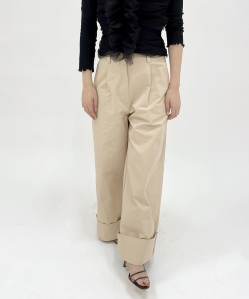 EDIT. FOR LULU（エディットフォールル）の「【BAUM UND PFERDGARTEN/バウムウンドヘルガーデン】ワイドパンツ（チノパンツ・レディース・ベージュ・34）」の2枚目の写真
